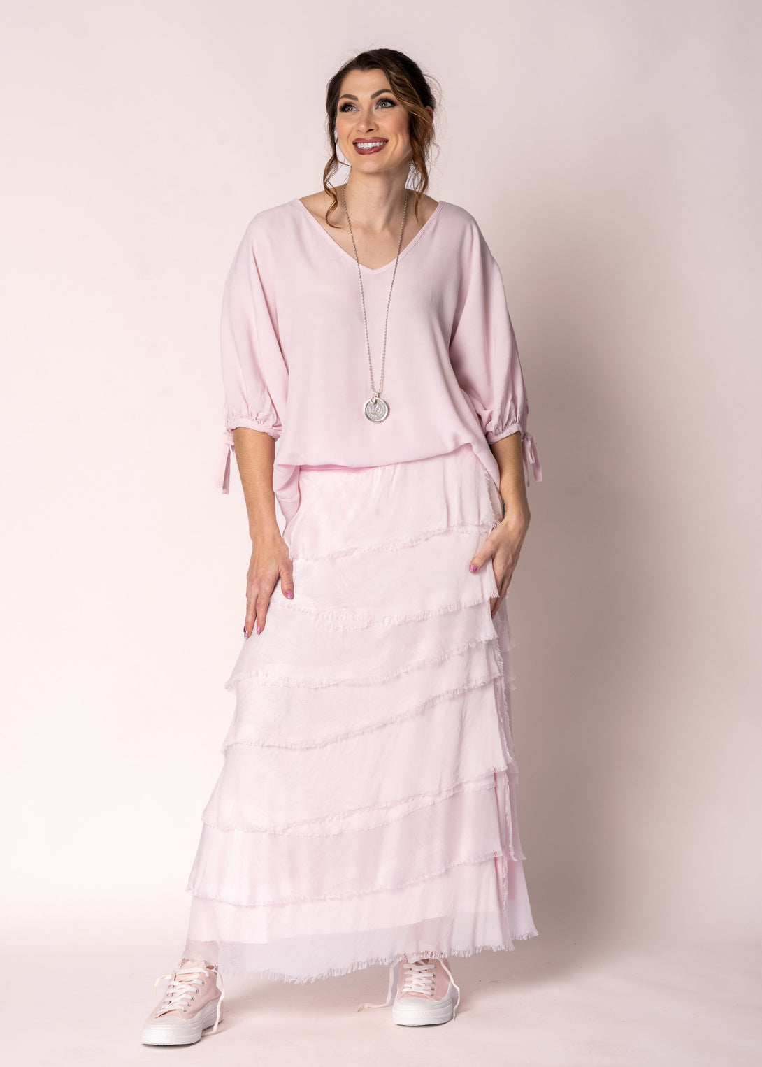 Fifi Silk Skirt in Modena Pink - Imagine Fashion