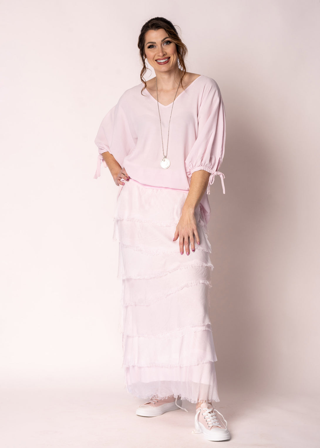 Dinara Top in Modena Pink - Imagine Fashion
