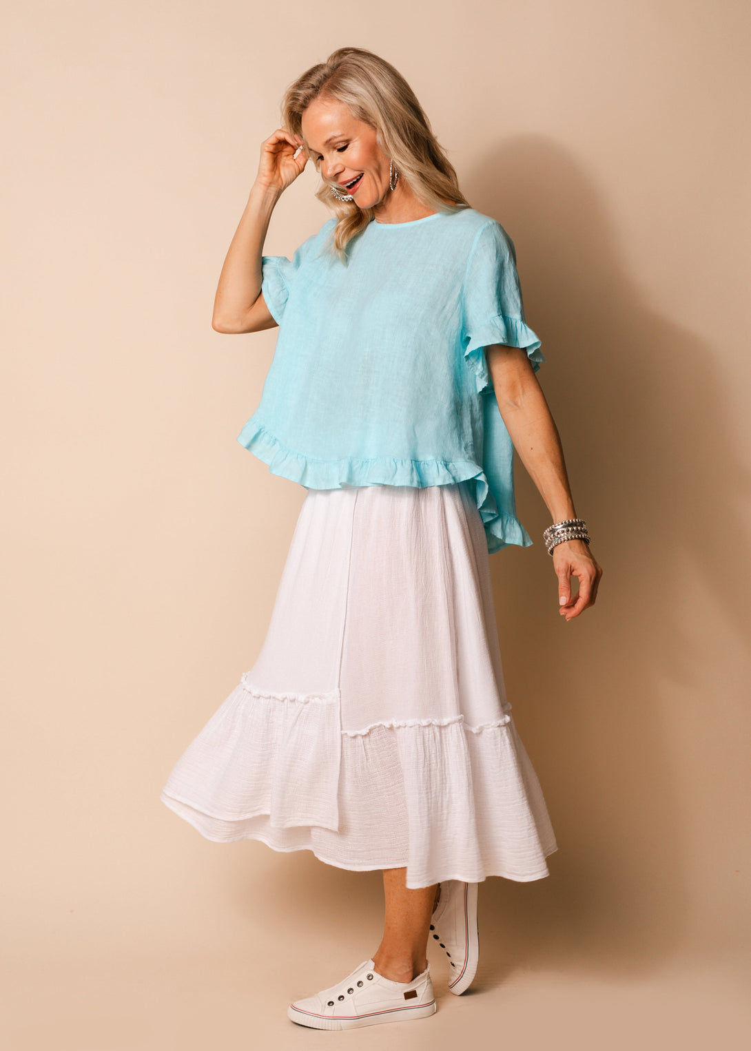 Elva Linen Skirt in White