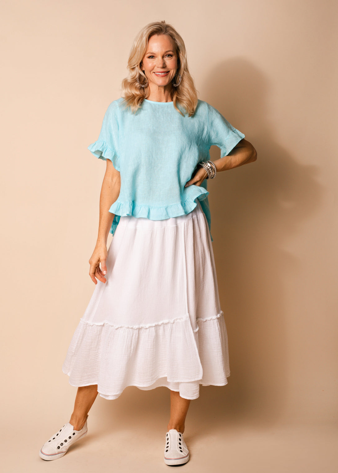 Elva Linen Skirt in White