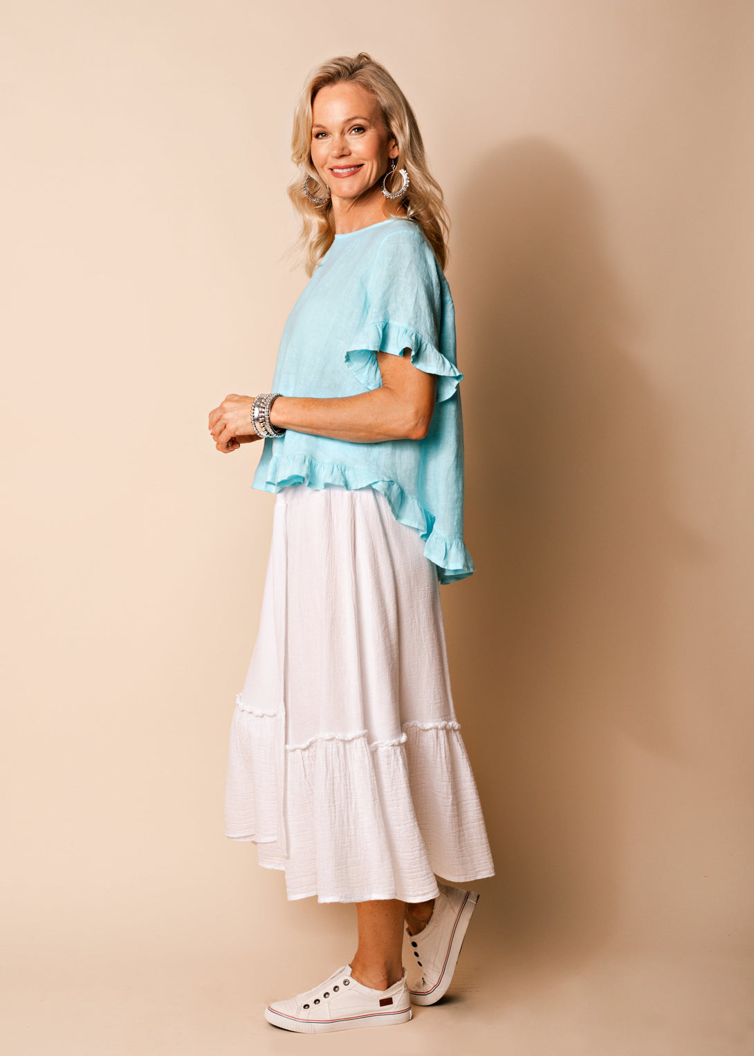 Elva Linen Skirt in White