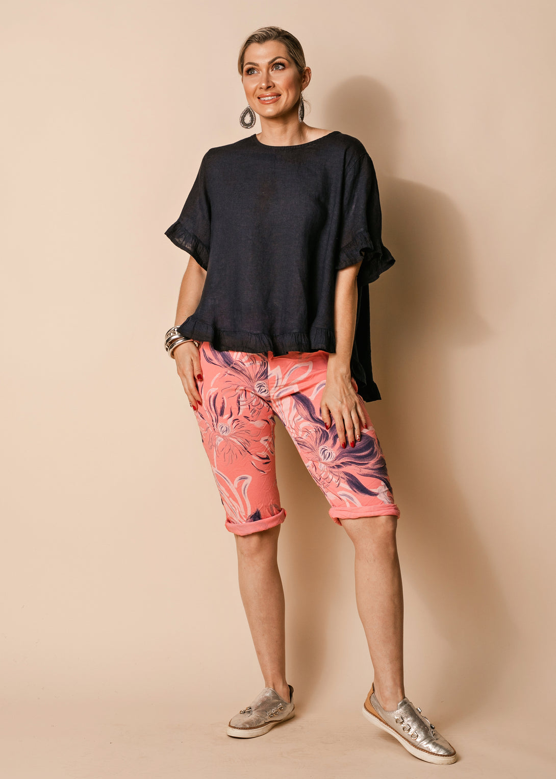 Narine Shorts in Coral Crush - Imagine Fashion