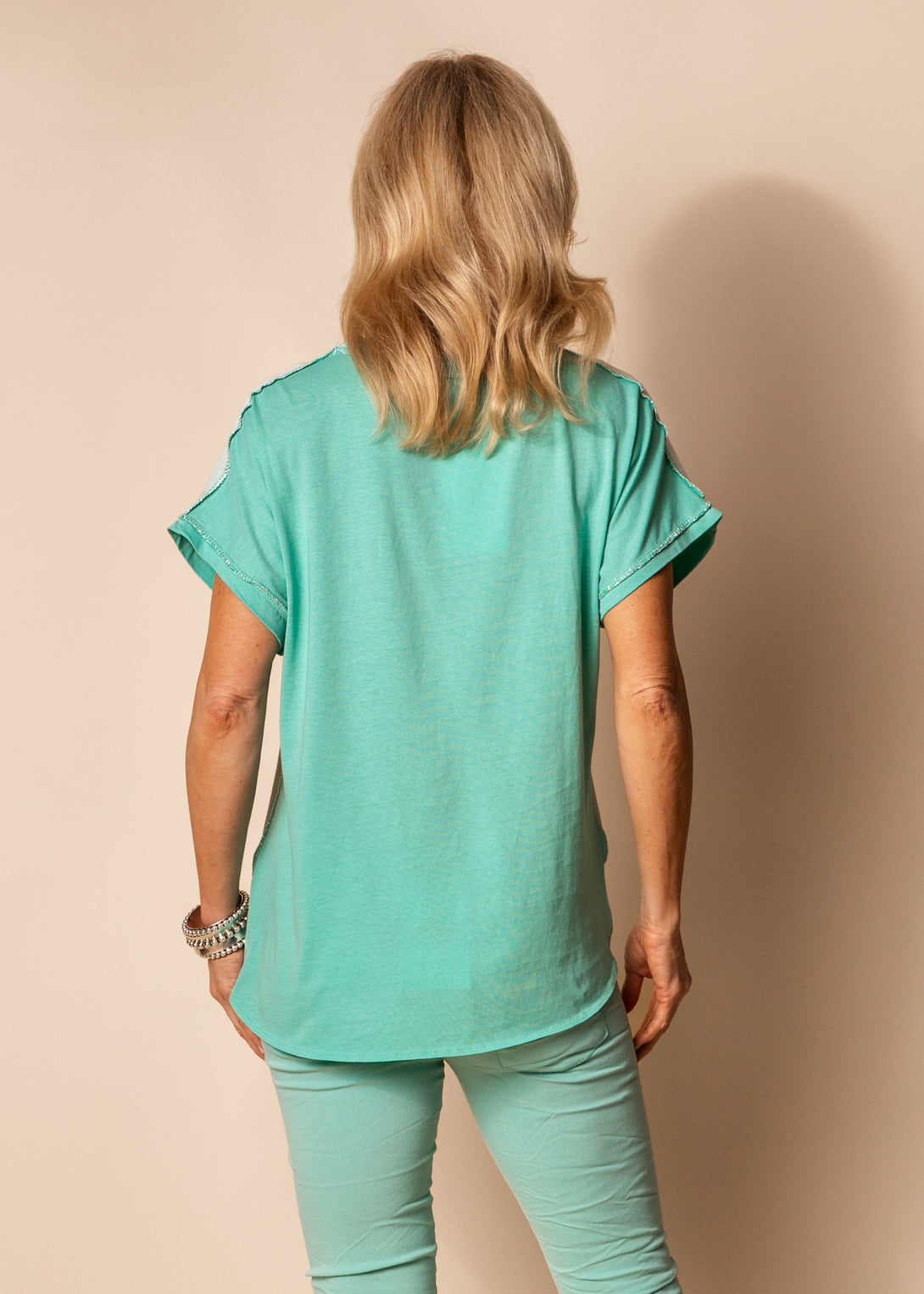 Merino Cotton Blend Top in Sea Green - Imagine Fashion