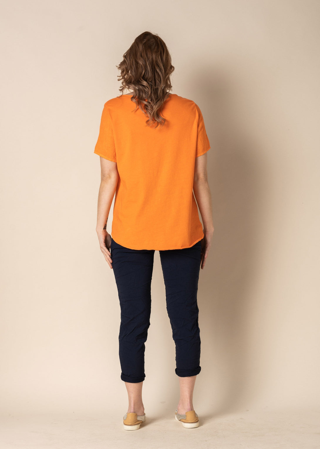 Belinda Linen Top in Sunset Orange