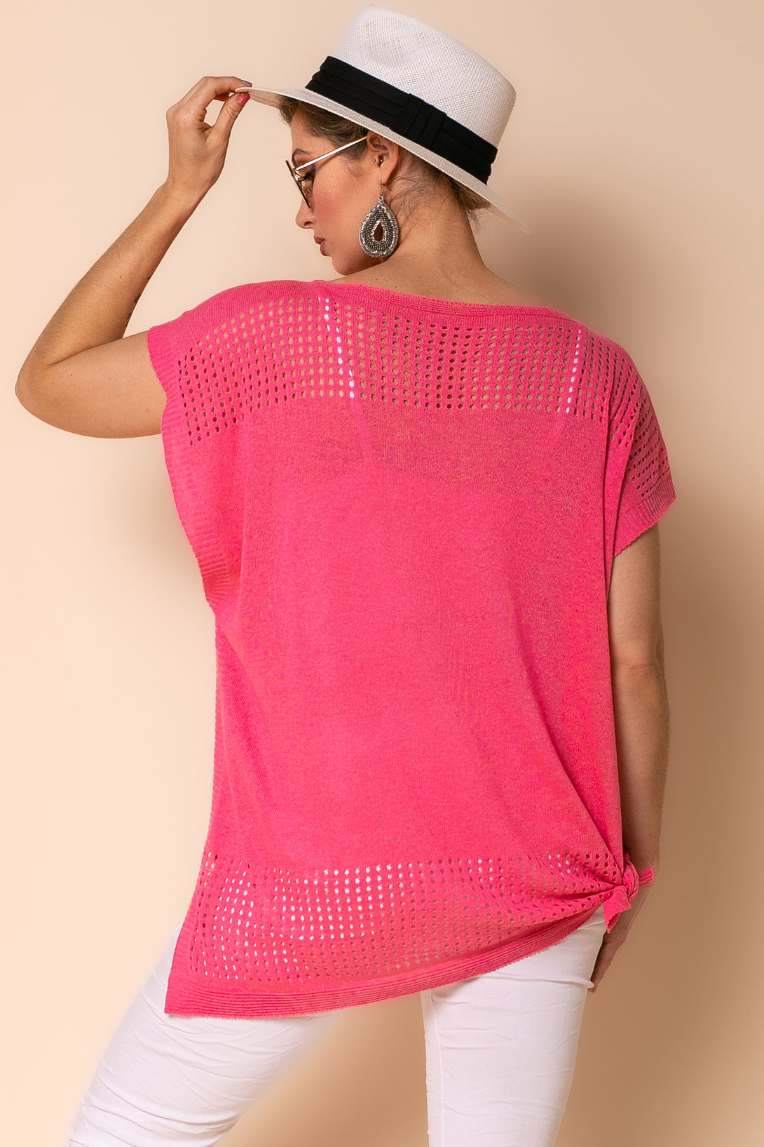 Pele Cotton Blend Poncho in Raspberry Sorbet - Imagine Fashion