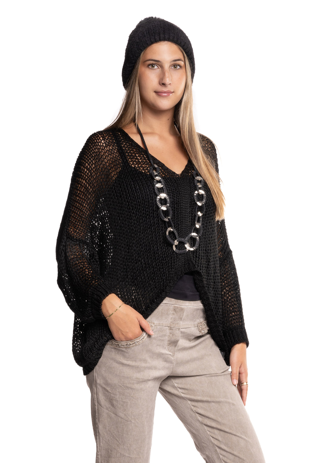 Rossella Knit Top in Onyx - Imagine Fashion