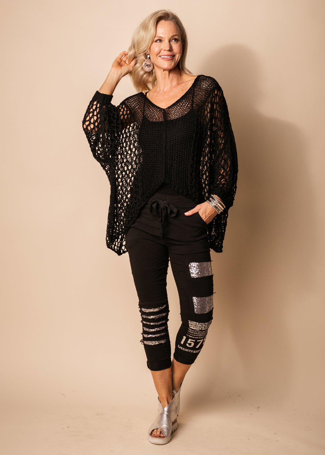 Ally Cotton Knit Top in Black - Imagine Fashion