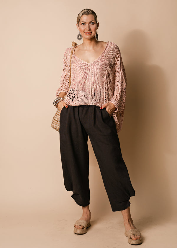 Ally Cotton Knit Top in Blush - Imagine Fashion