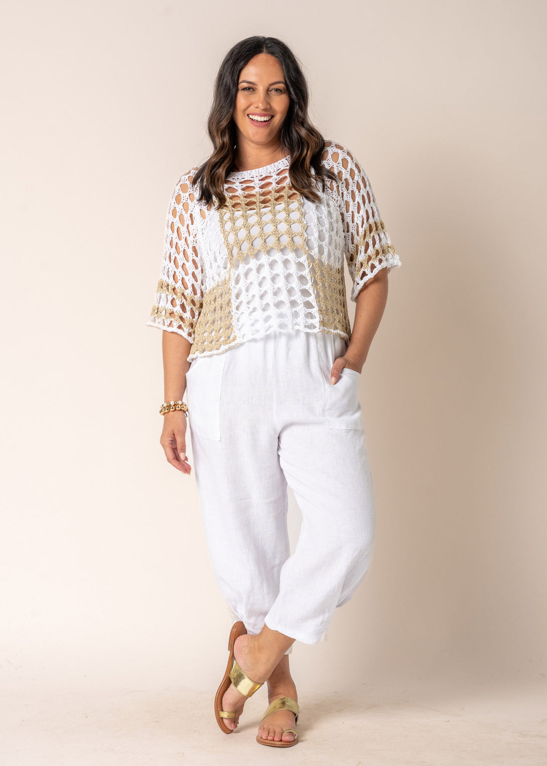 Flora Linen Pants in White