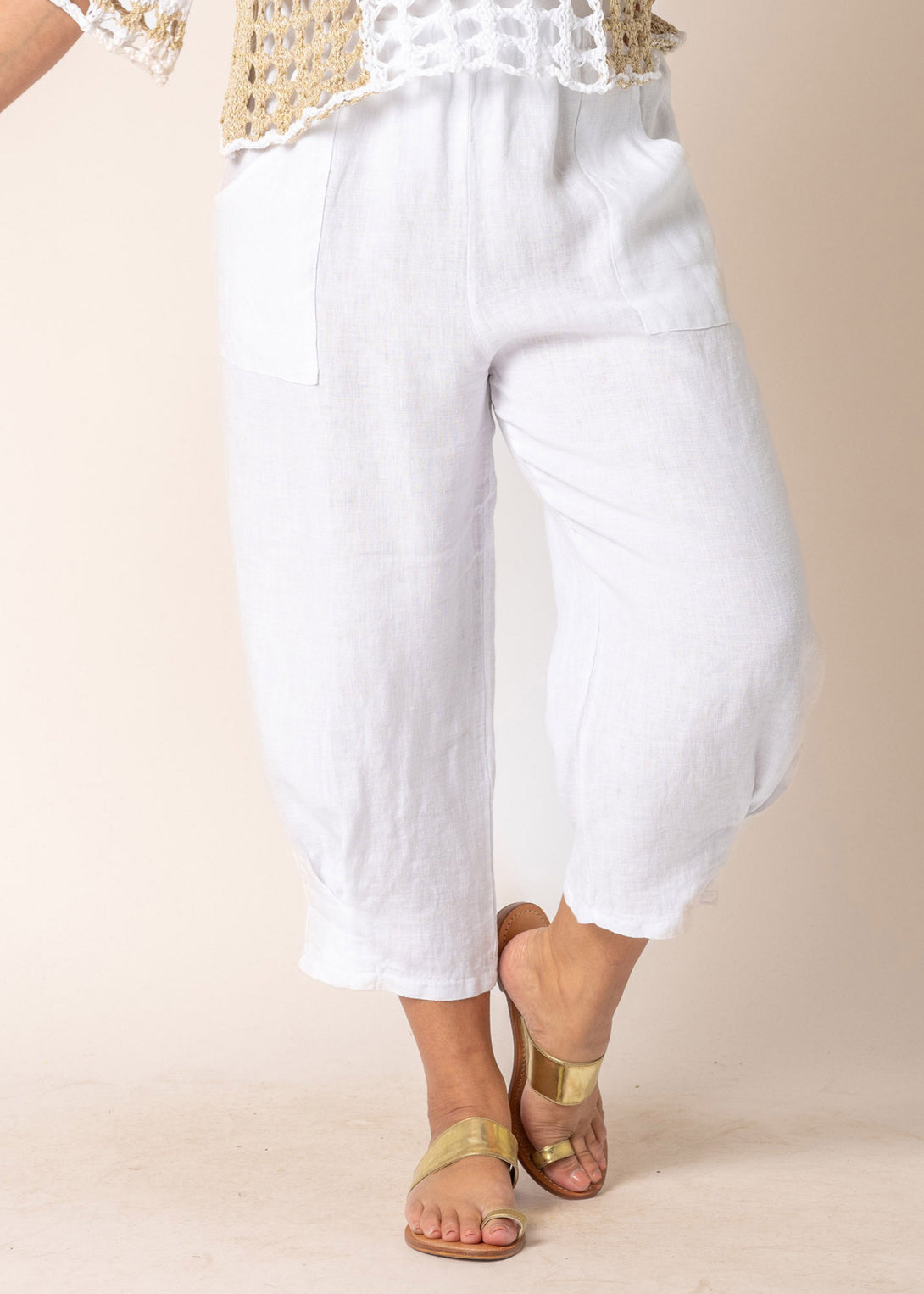 Flora Linen Pants in White