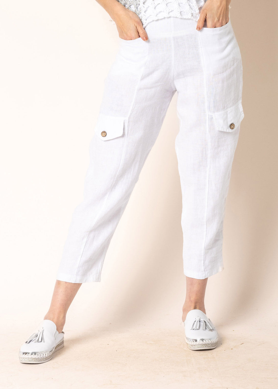 Clover Linen Pants in White