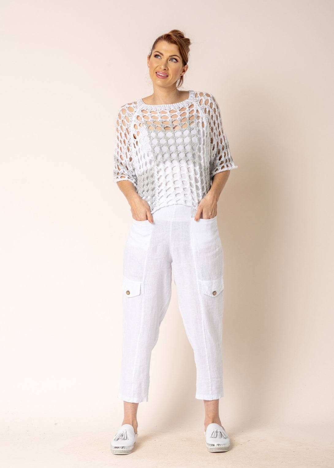 Clover Linen Pants in White