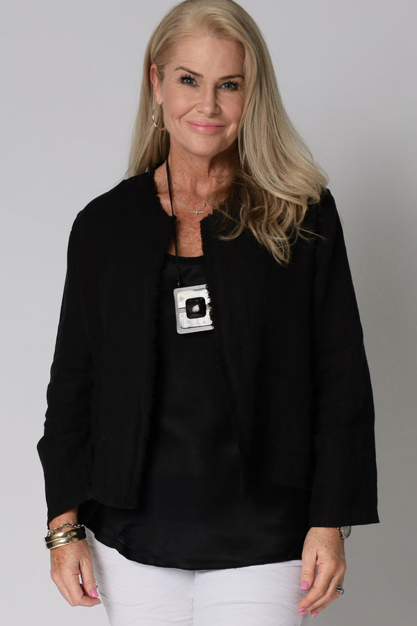 Zinnia Linen Jacket in Onyx