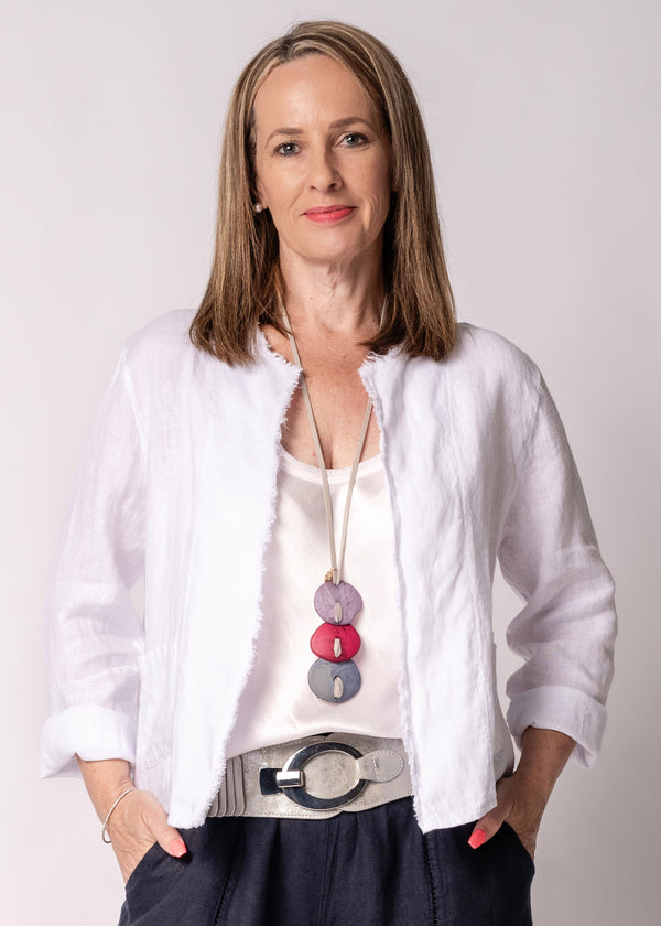 Zinnia Linen Jacket in White