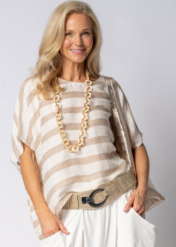 Faiza Linen Top in Desert