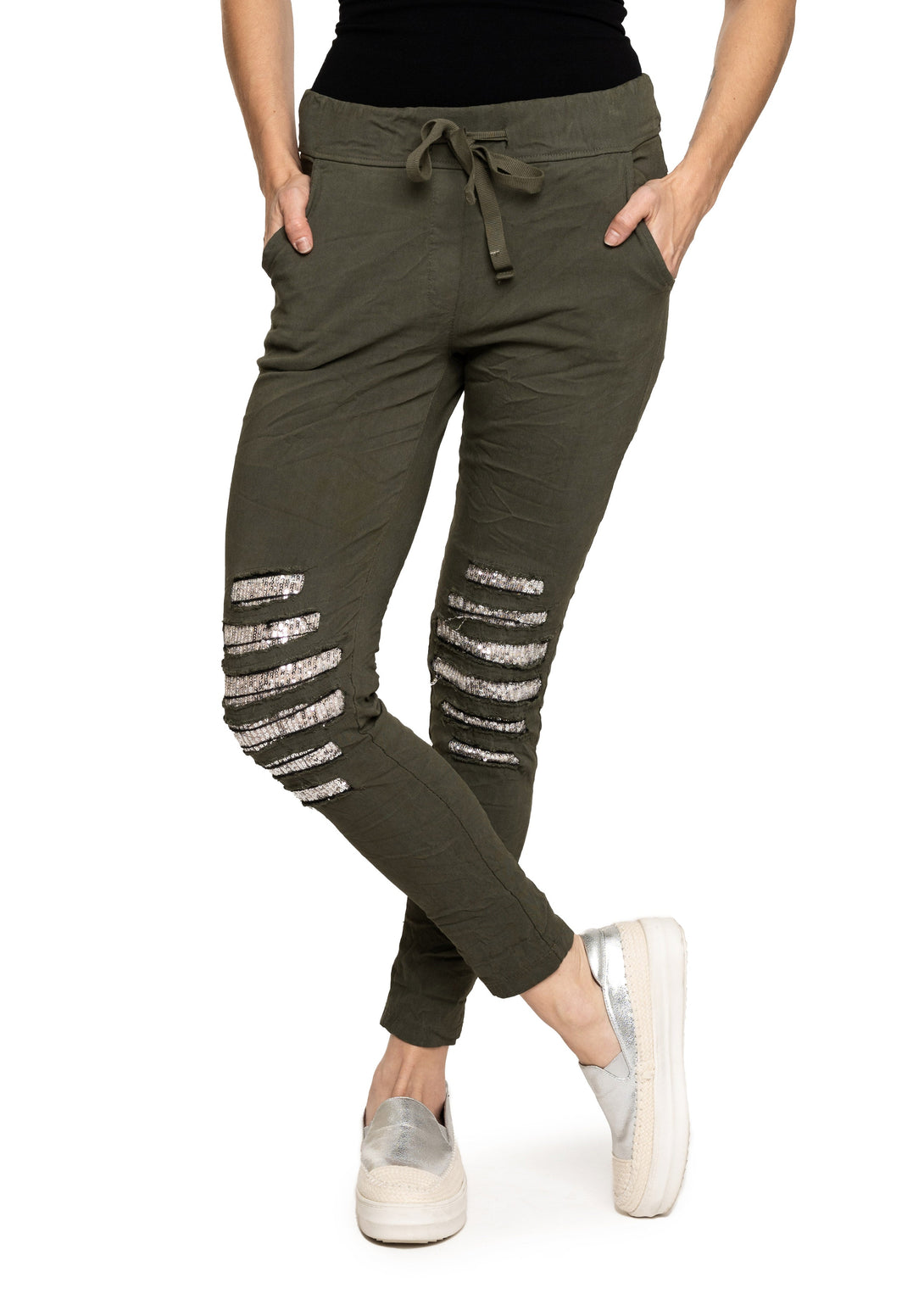 Corin Pants in Khaki - Imagine Fashion