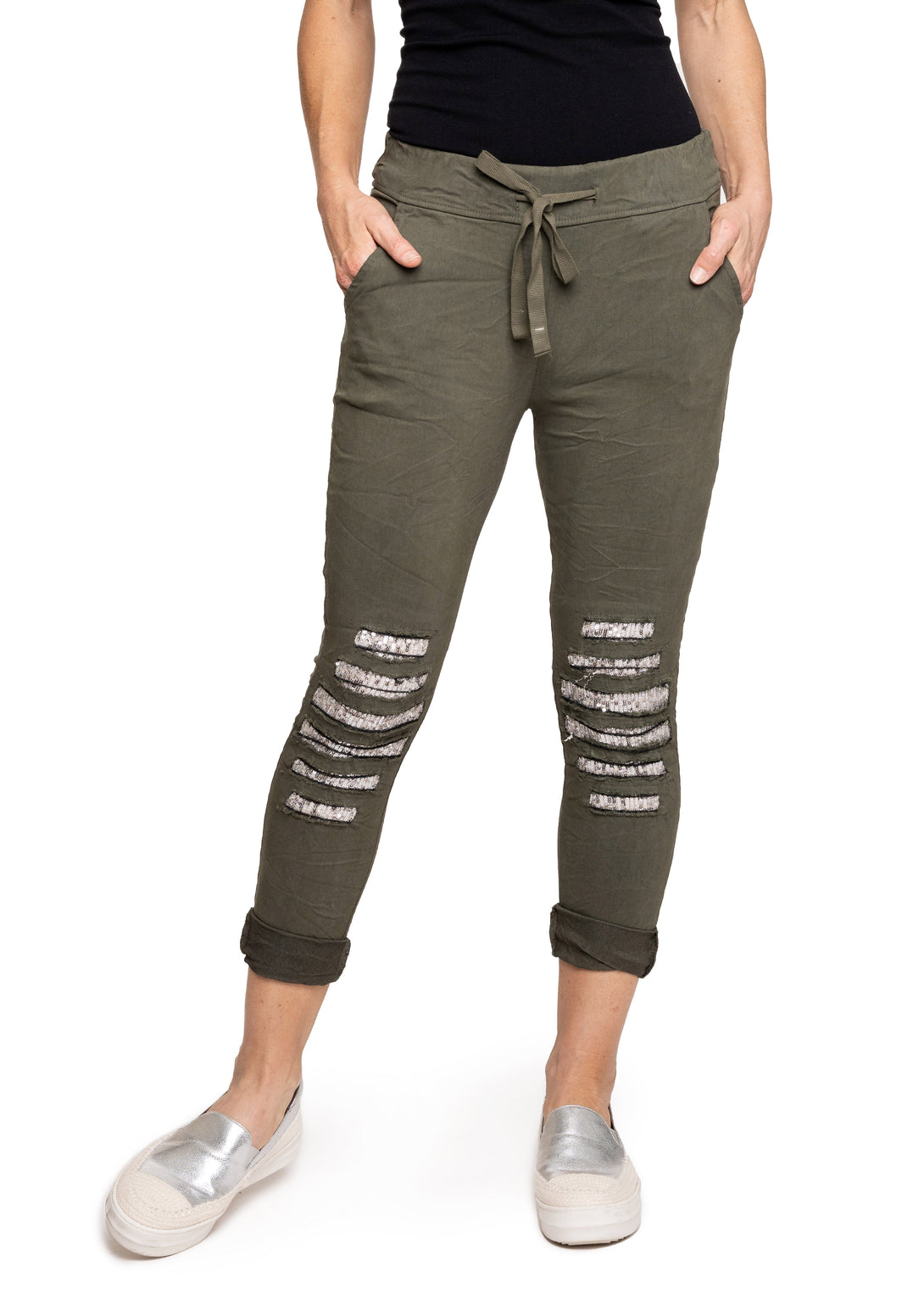 Corin Pants in Khaki - Imagine Fashion