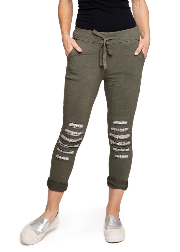 Corin Pants in Khaki - Imagine Fashion