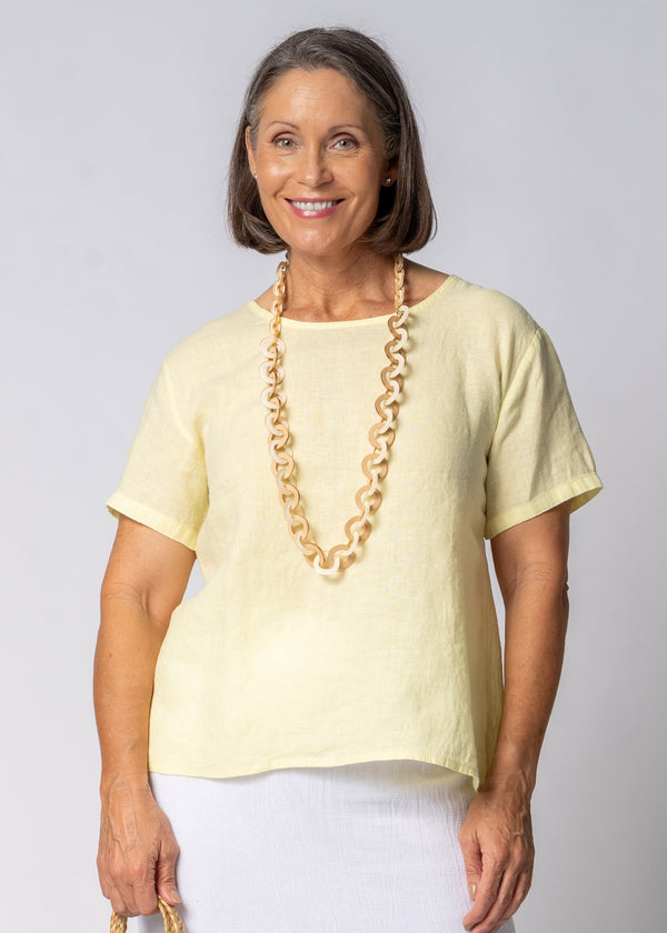 Arista Linen Top in Lucca Lemon