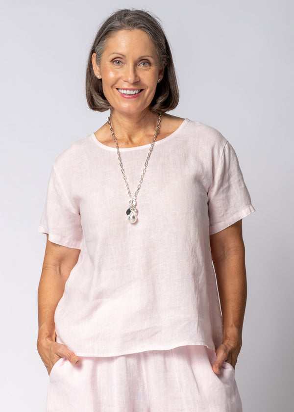 Arista Linen Top in Modena Pink