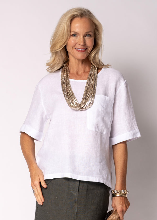 Vionette Linen Top in White