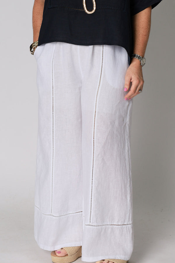Saphina Linen Pants in White