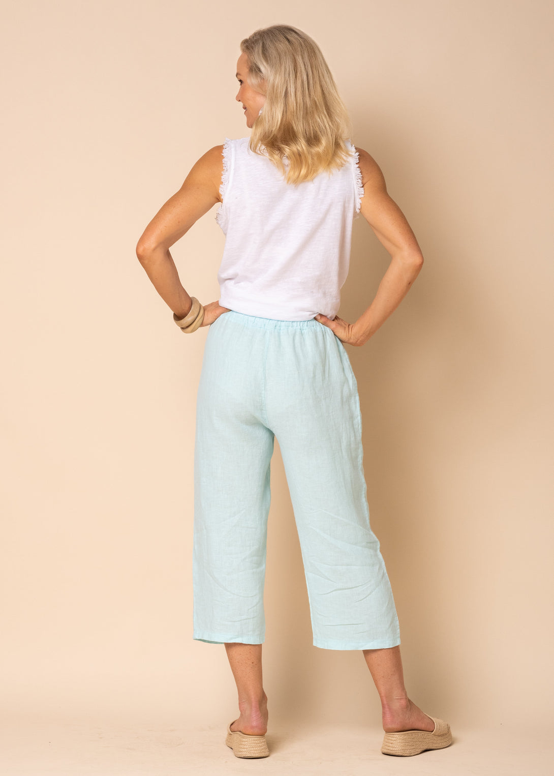 Lotti Linen Pants in Aqua Mist