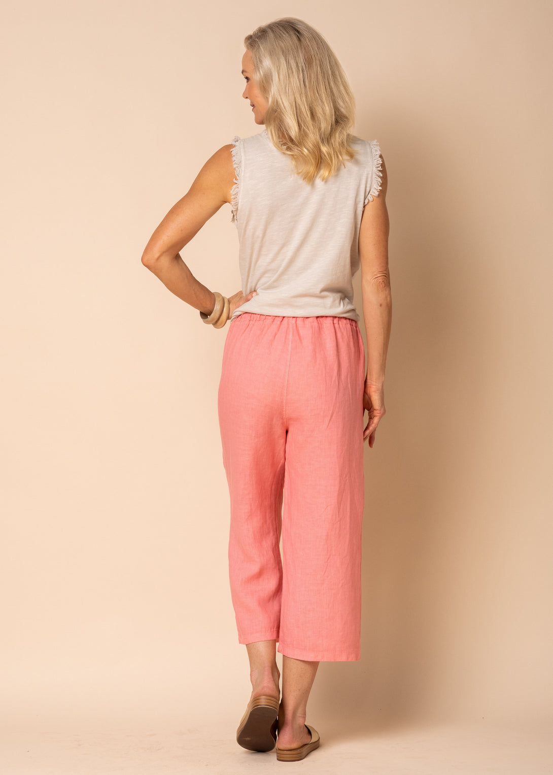 Lotti Linen Pants in Coral Crush