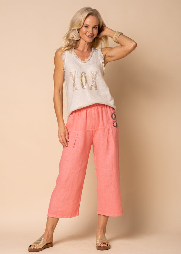 Lotti Linen Pants in Coral Crush