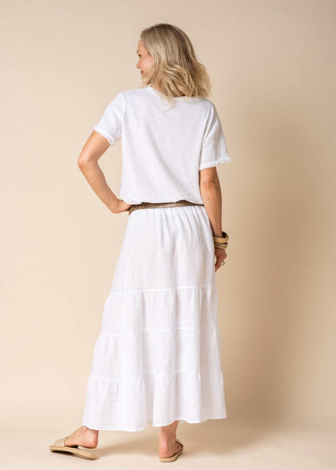 Lora Linen Skirt in White