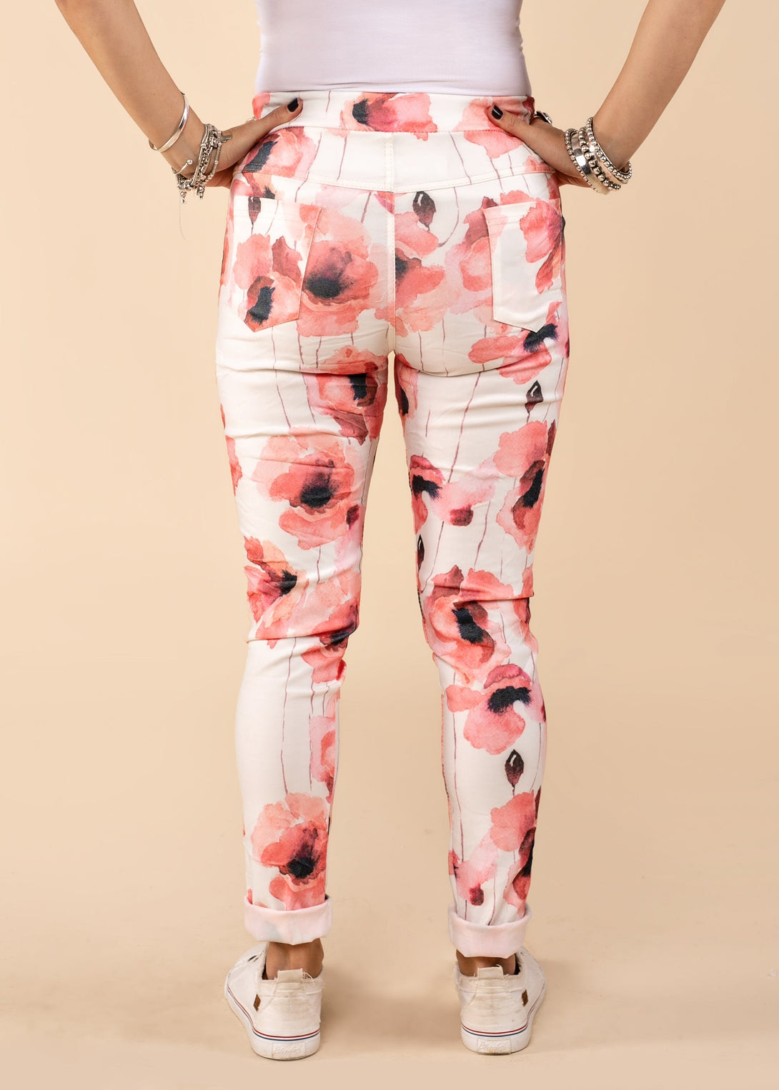 Meela Floral Pants in Coral Crush