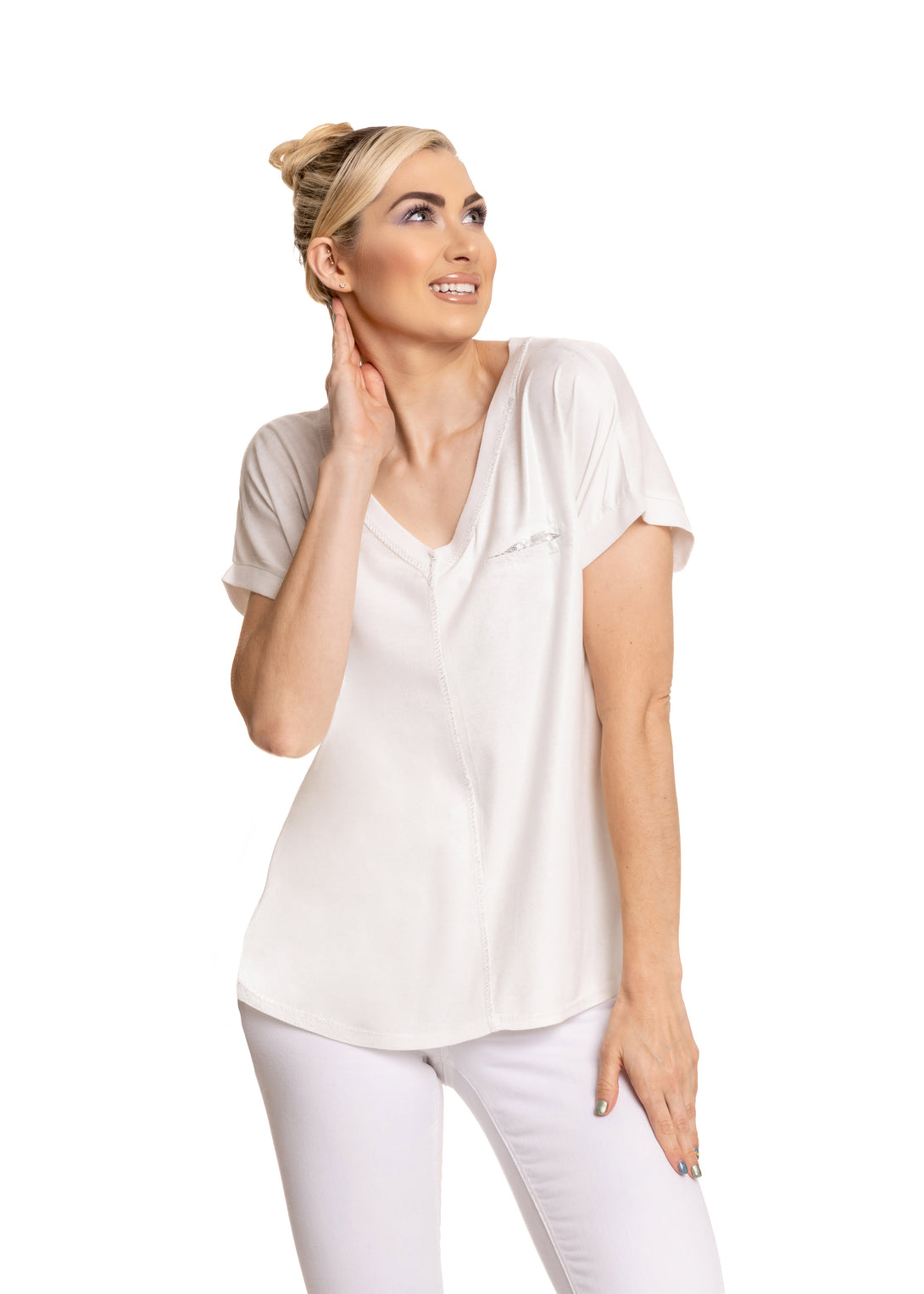 Oaklee Top in White - Imagine Fashion