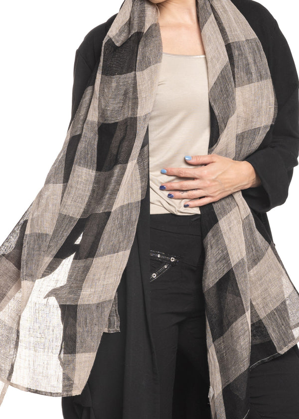 Eloisa Scarf in Onyx Check - Imagine Fashion