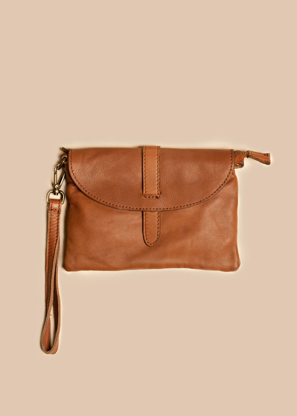 Varsha Clutch in Tan - Imagine Fashion