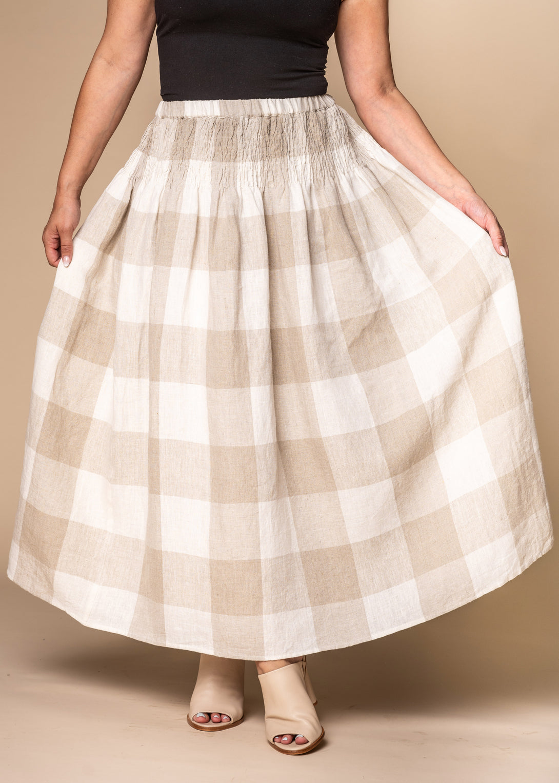 Jagoda Linen Skirt in White - Imagine Fashion