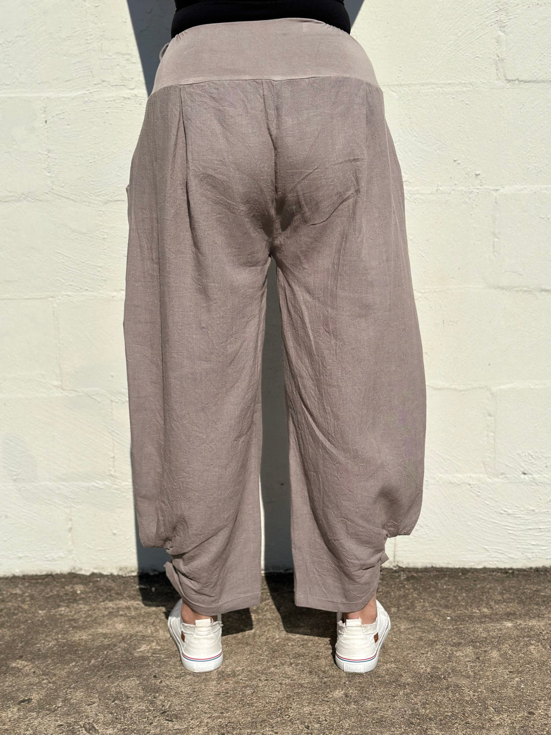 Amaka Linen  Pants Full Length in Mocha - Imagine Fashion