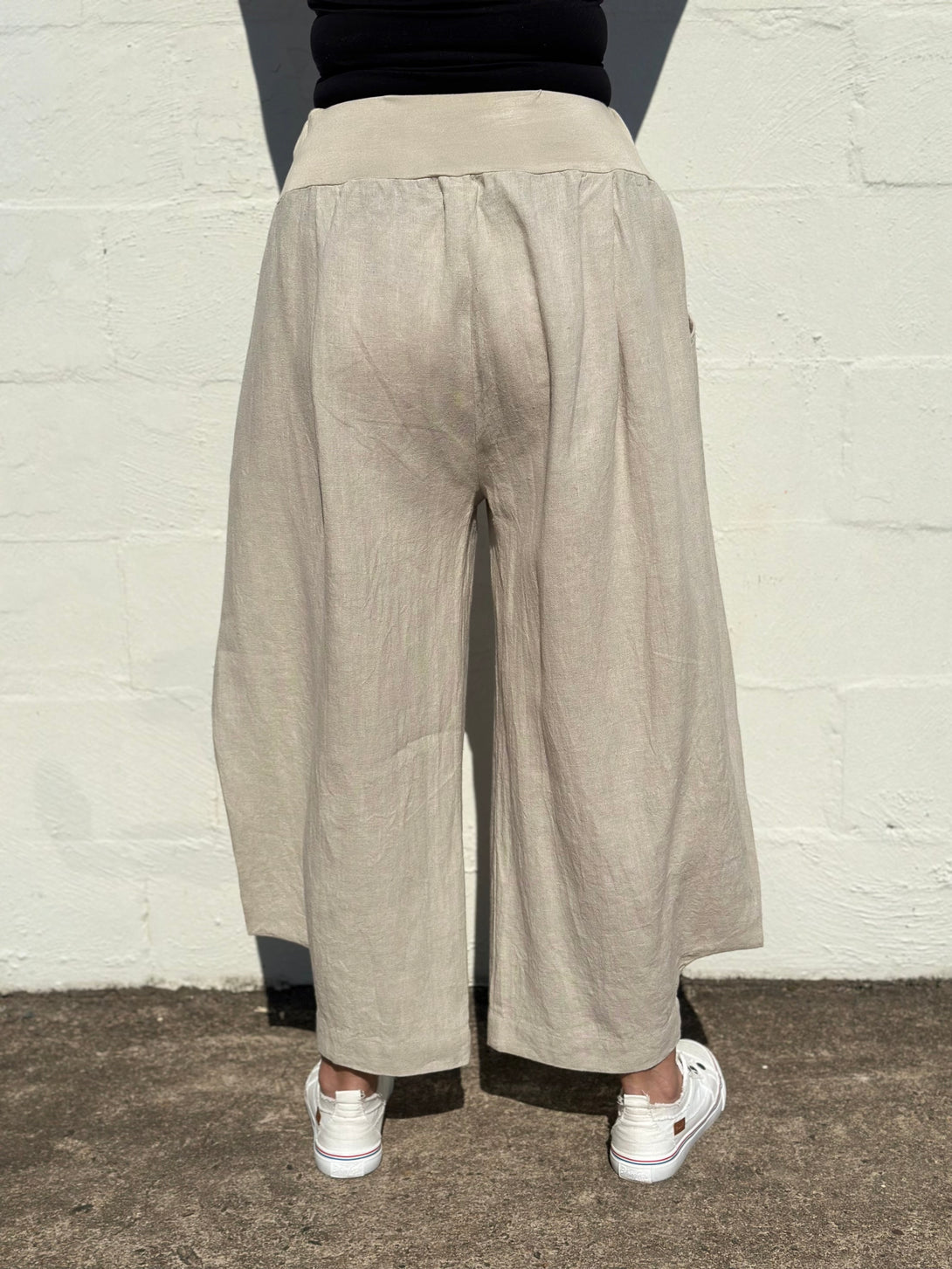 Amaka Linen  Pants Full Length in Latte - Imagine Fashion