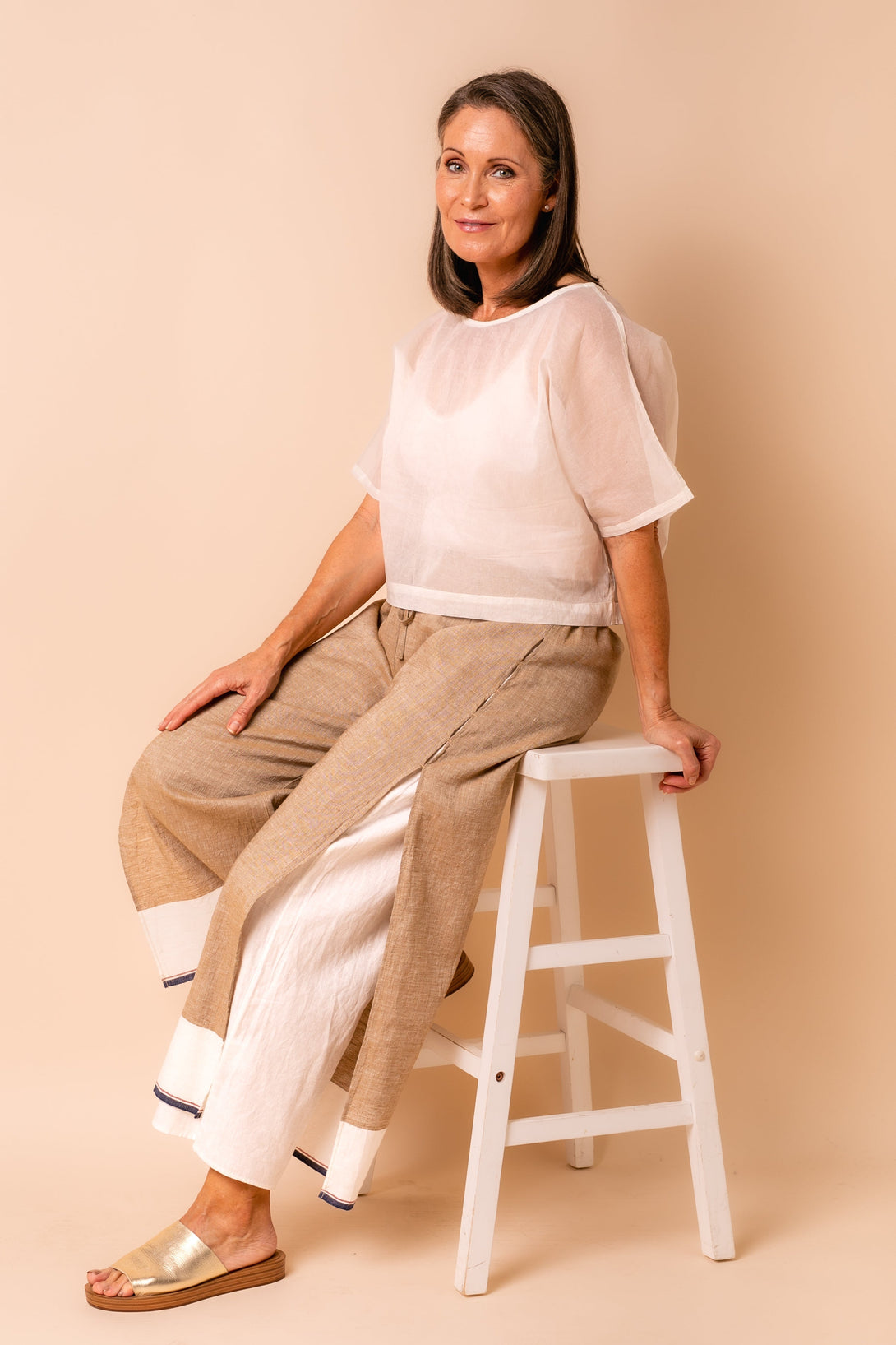 Polly Linen Blend Pants in Desert