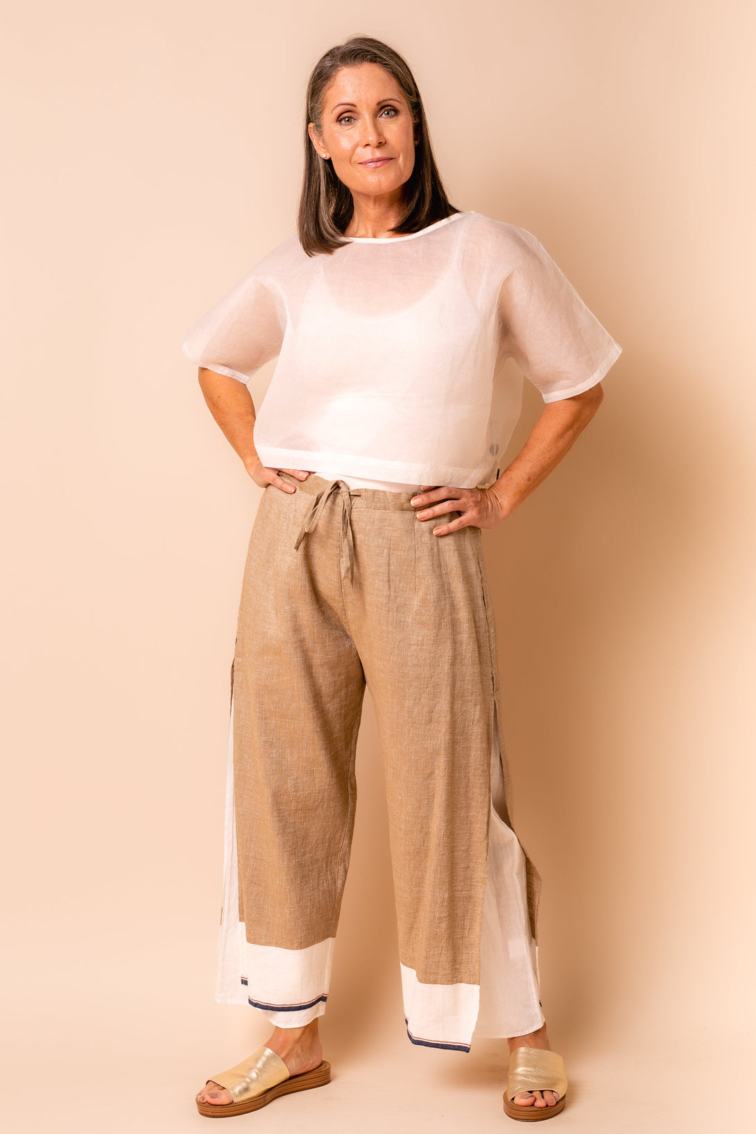 Polly Linen Blend Pants in Desert