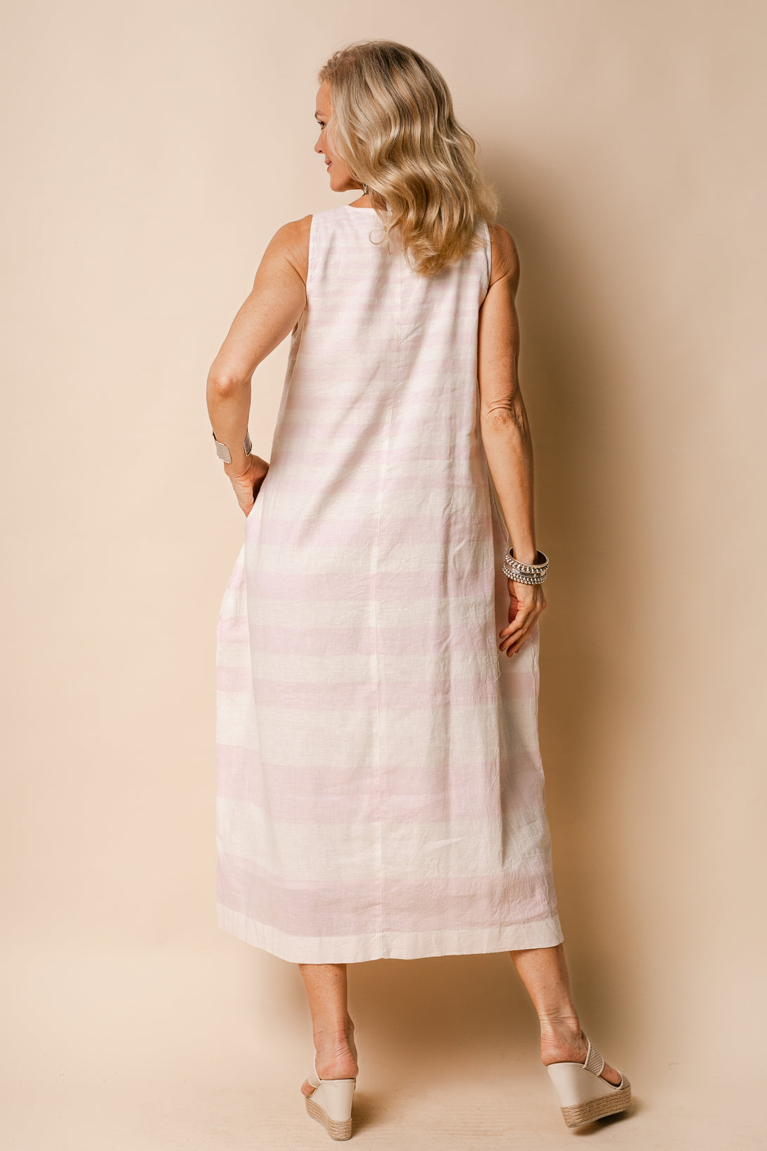 Joplin Linen Blend Dress in Blush - Imagine Fashion
