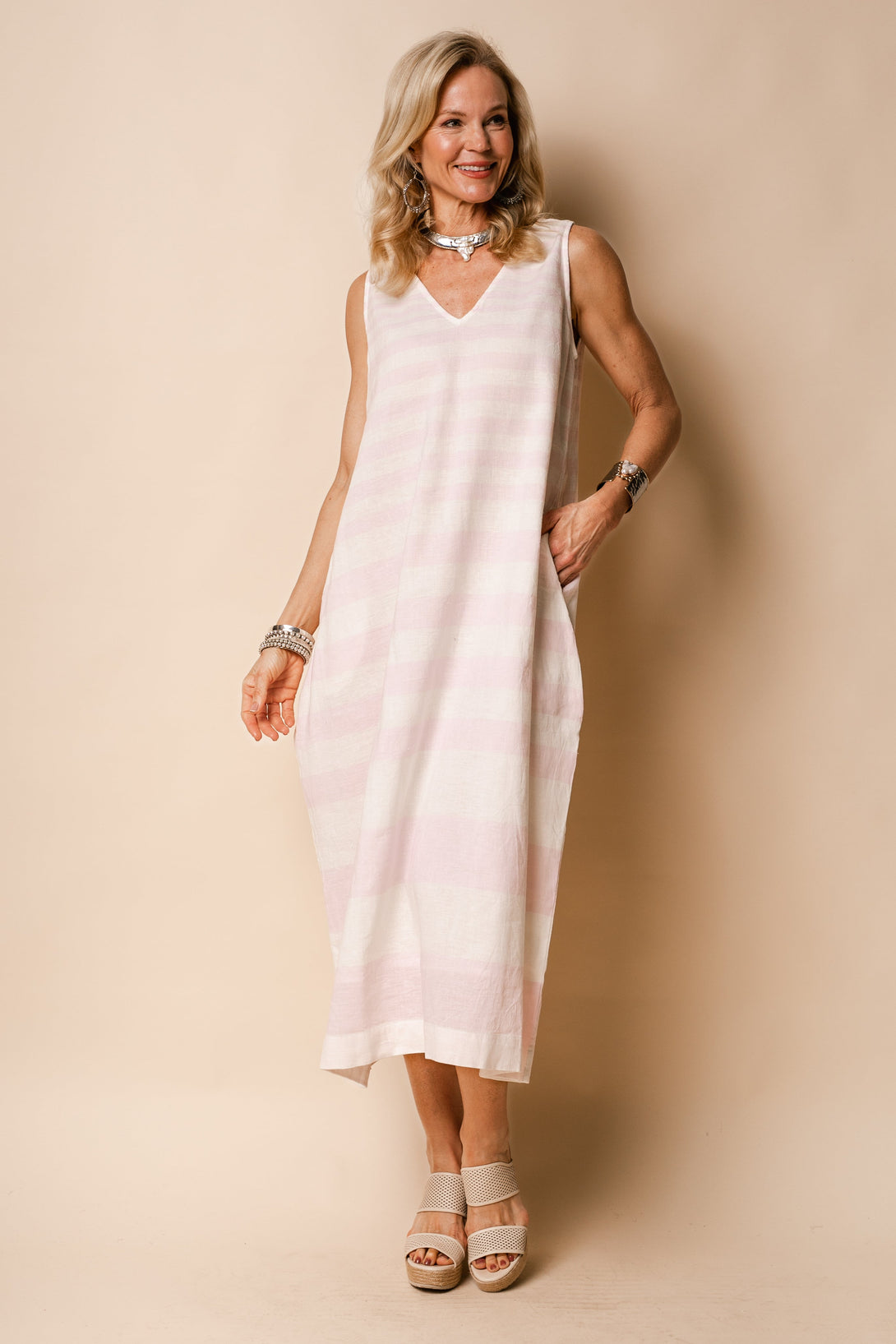 Joplin Linen Blend Dress in Blush