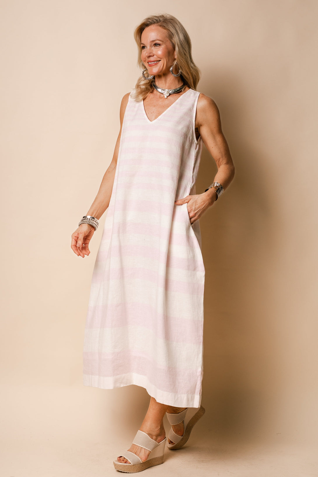 Joplin Linen Blend Dress in Blush