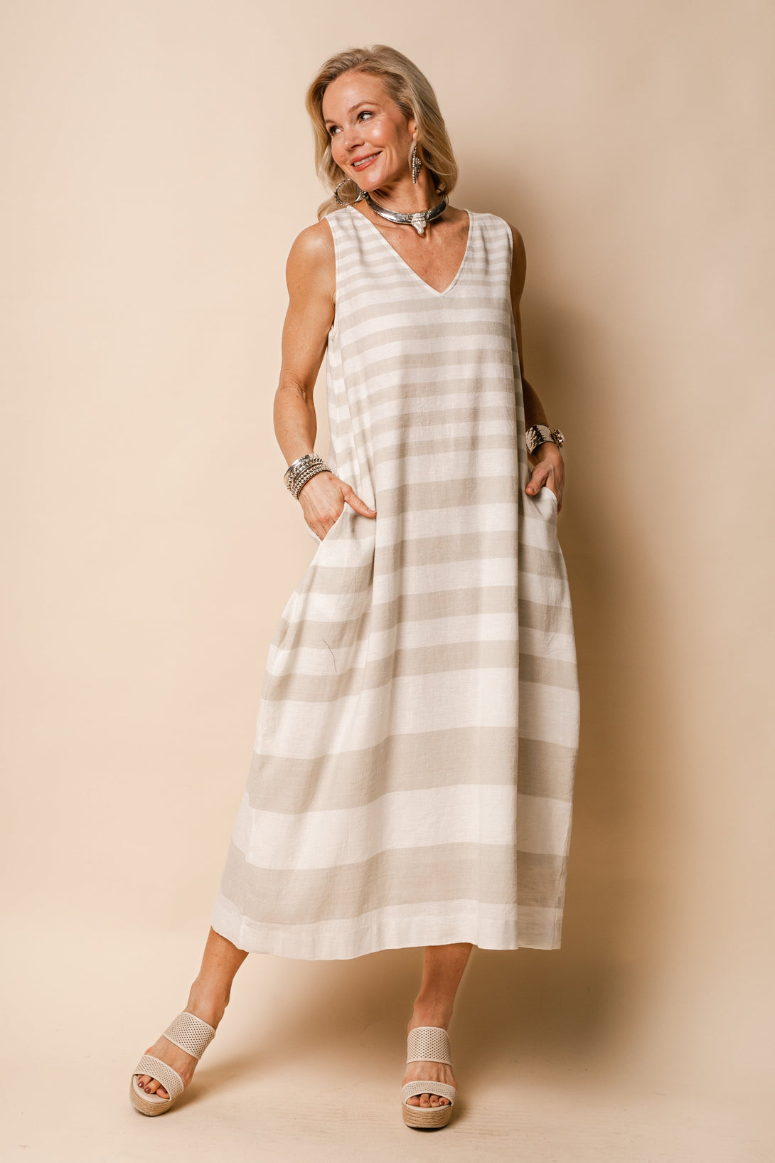 Joplin Linen Blend Dress in Latte