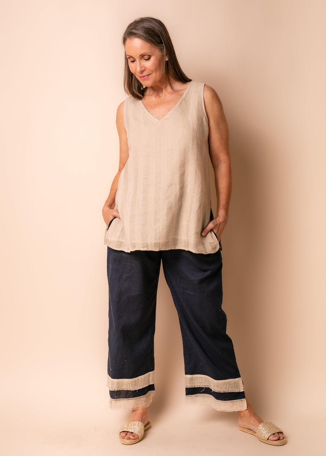 Lola Linen Top in Latte