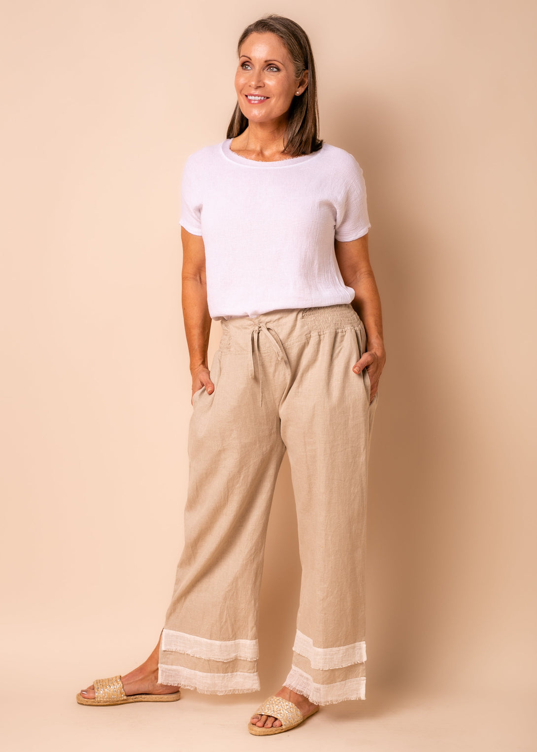 Rio Linen Blend Pants in Latte