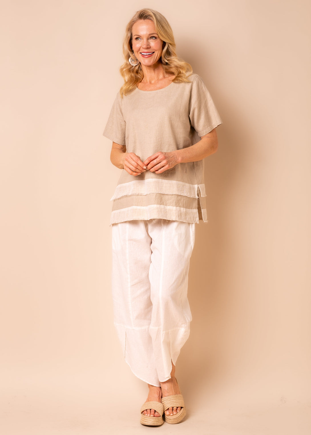 Lana Linen Blend Top in Latte