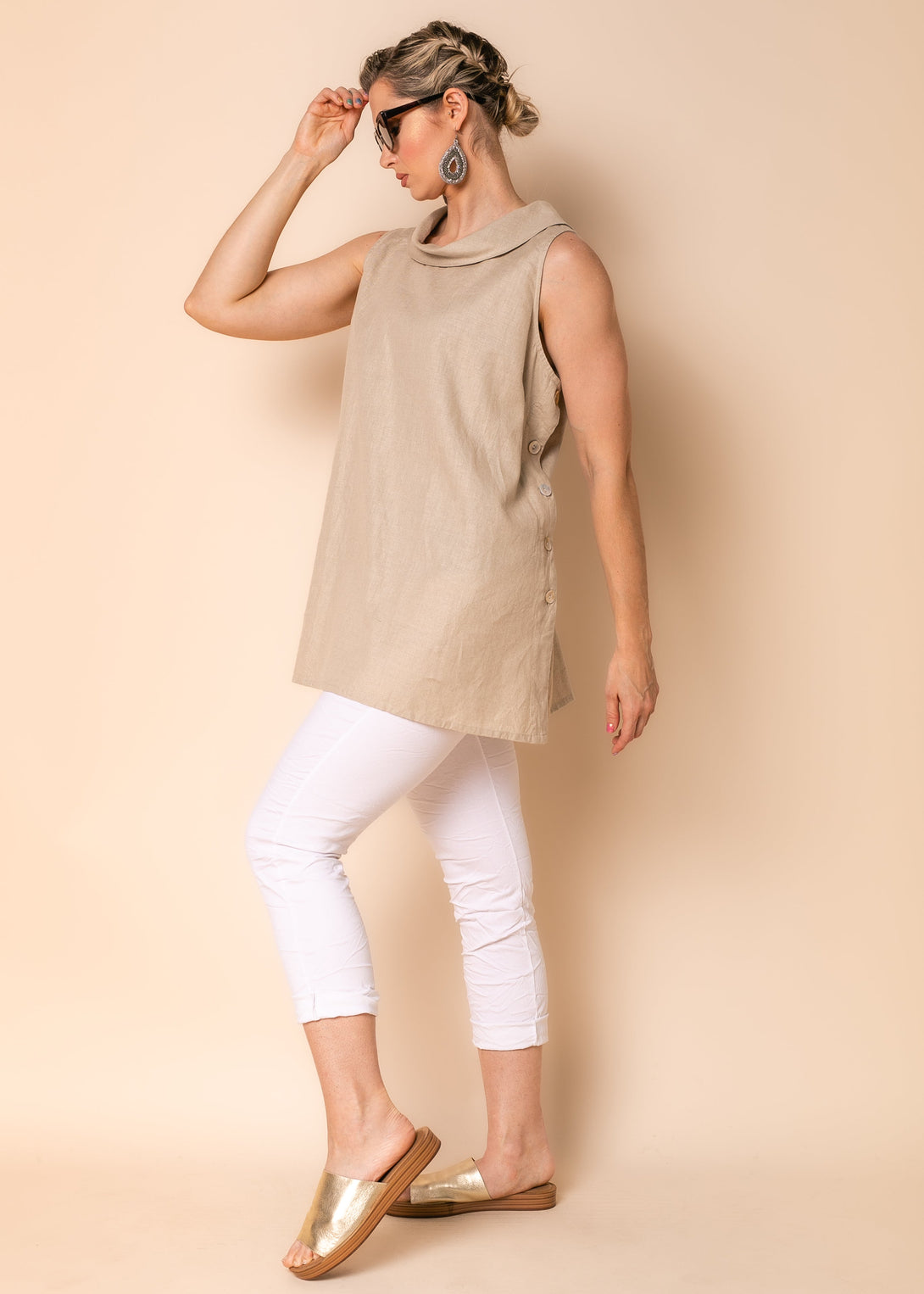 Levi Linen Blend Top in Latte