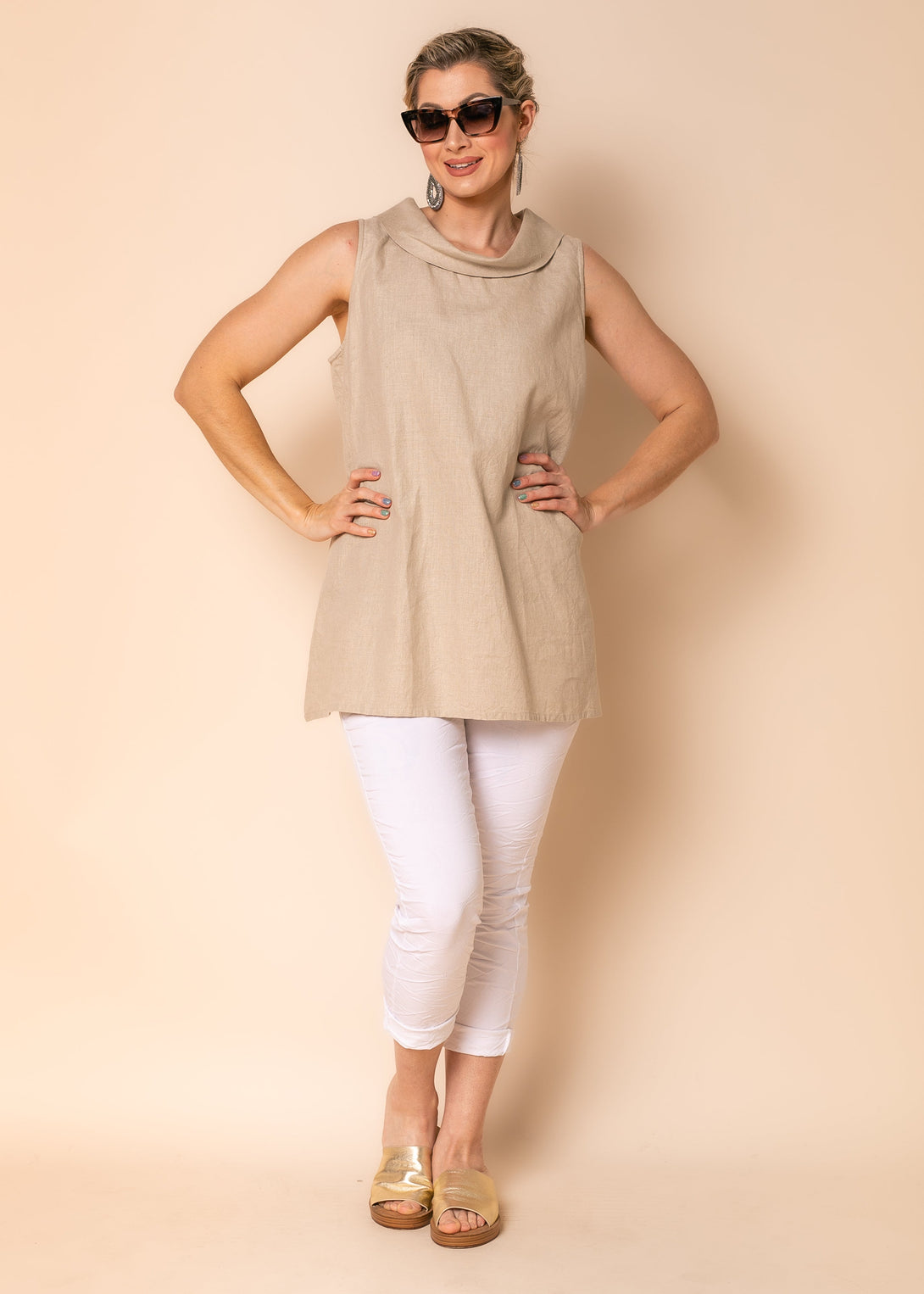 Levi Linen Blend Top in Latte