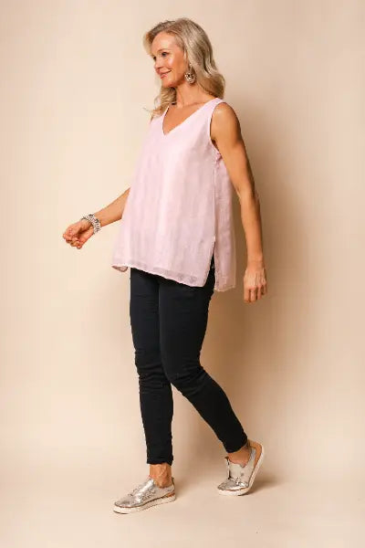 Lola Linen Top in Blush