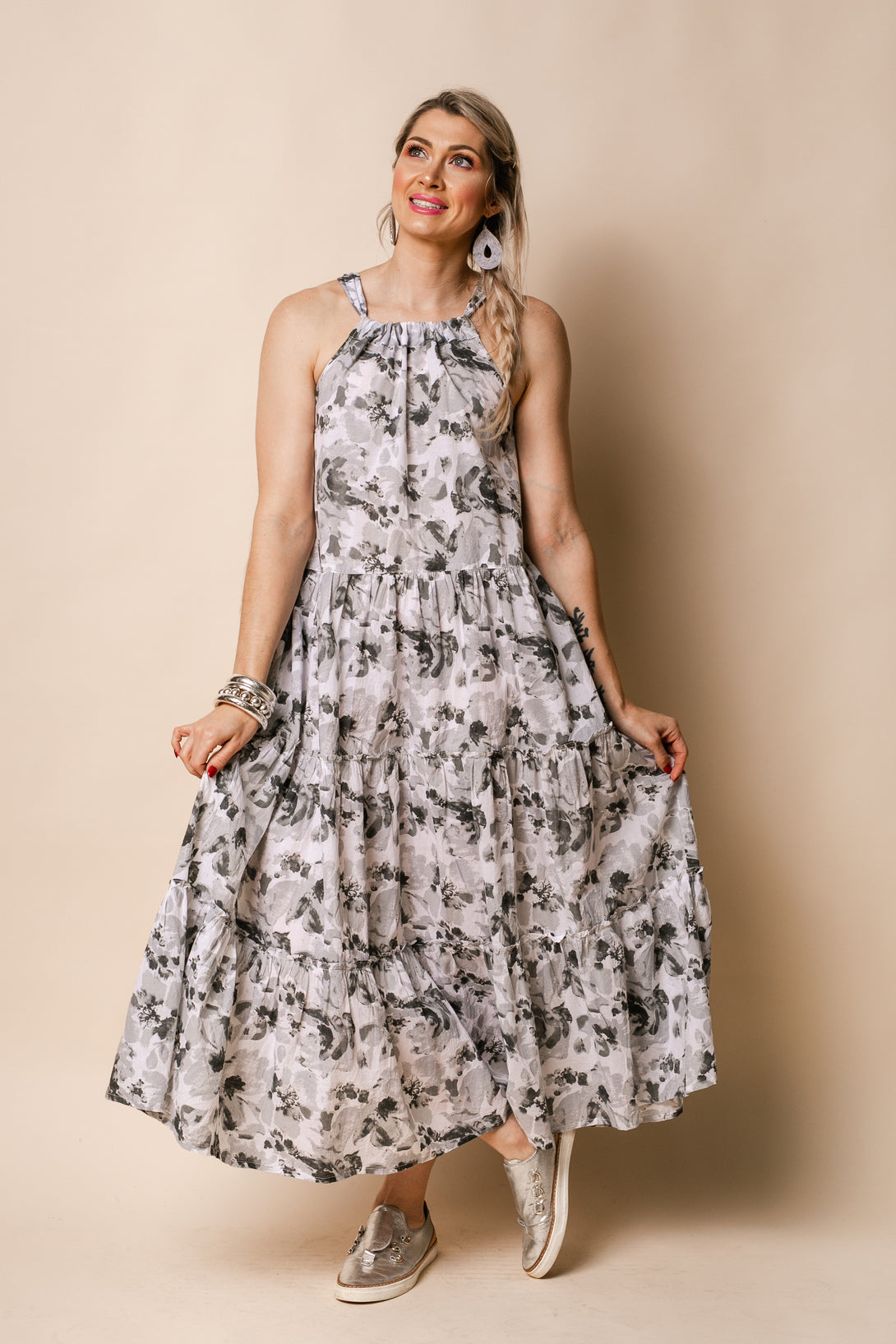 Murphy Cotton Dress in Granite - Imagine Fashion